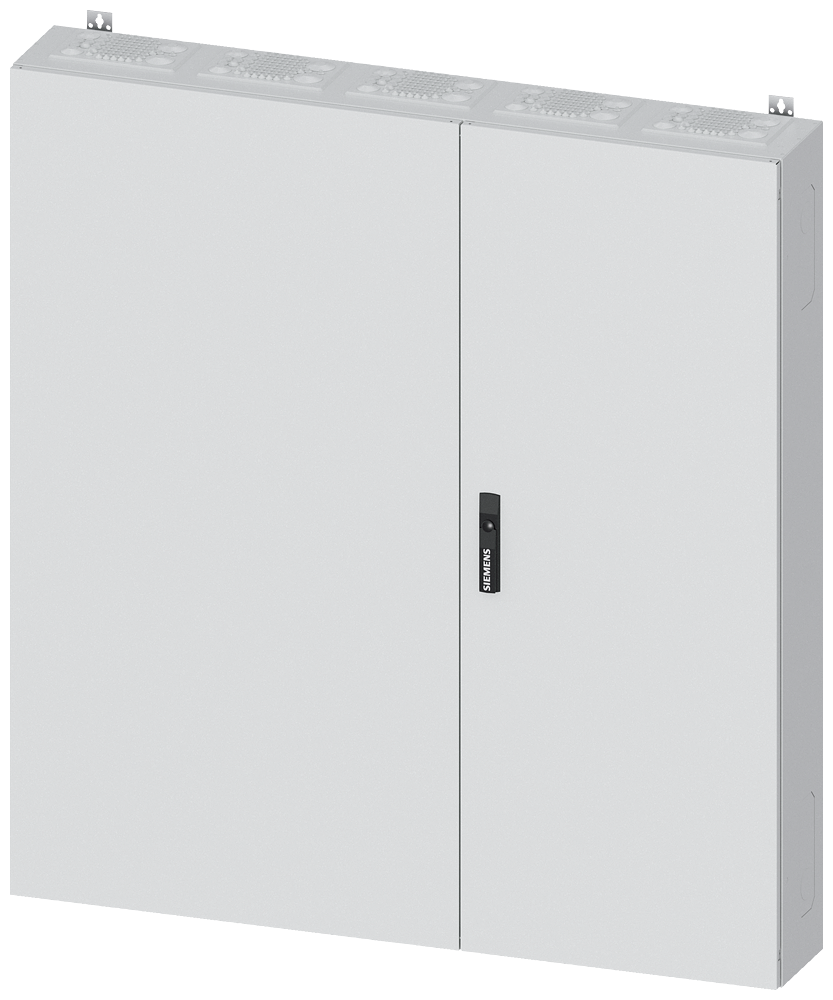 Siemens ALPHA 400, wall-mount cabinet, IP55, safety class 2, H: 1400 mm, W: 1300 mm, D: 210 mm, RAL 9016