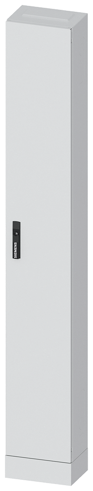 Siemens ALPHA 630, floor-standing cabinet, IP43, safety class 1, H:1950 mm, W:300 mm, D:210 mm, RAL7035, flange roof