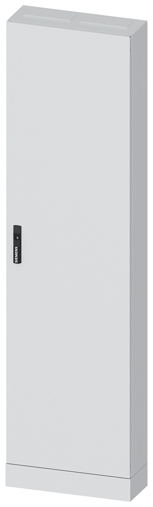 Siemens ALPHA 630, floor-standing cabinet, IP43, safety class 1, H:1950 mm, W:550 mm, D:210 mm, RAL7035, Flange roof