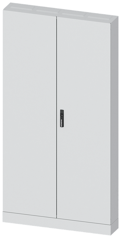 Siemens ALPHA 630, floor-standing cabinet, IP43, safety class 1, H:1950 mm, W:1050 mm, D:210 mm,RAL7035, Flange roof