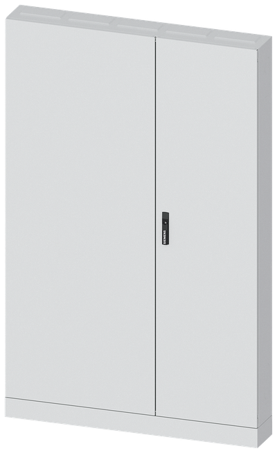 Siemens ALPHA 630, floor-standing cabinet, IP43, safety class 1, H:1950 mm, W:1300 mm, D:210 mm,RAL7035, flange roof