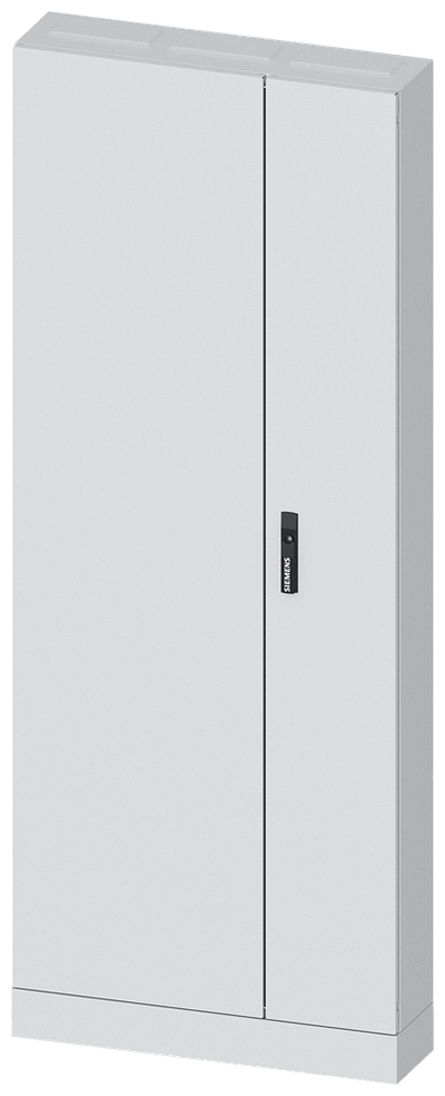 Siemens ALPHA 630, floor-standing cabinet, IP43, safety class 2, H: 1950 mm, W: 800 mm, D: 210 mm, RAL 7035