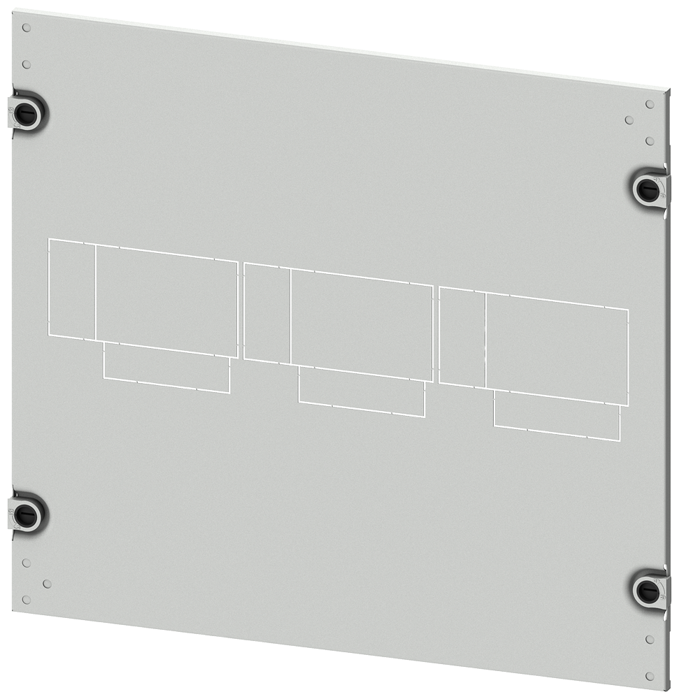 Siemens Cover 3VA20 (100 A), 3VA21 (160 A), 3VA22 (250 A), 3 or 4-Pole, fixed-mounted, plug-in design, 8US setup, drive: direct, front-mounted rotary operator, RCD: without, H: 450 mm W: 600 mm (8PQ2045-6BA11)