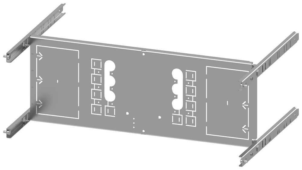Siemens SIVACON S4 Mounting plate 3VA20 (100 A), 3VA21 (160 A), 3VA22 (250 A), 3 or 4-Pole, fixed-mounted, plug-in design, withdrawable, RCD: without, H: 200 mm W: 600 mm (8PQ6000-8BA08)