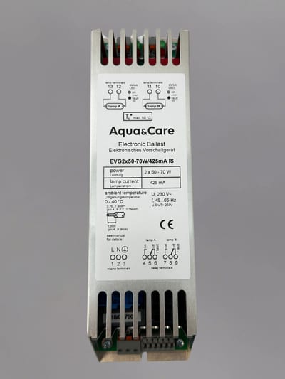 Electronic ballast, double, for 75 W UV lamps, Aquacare