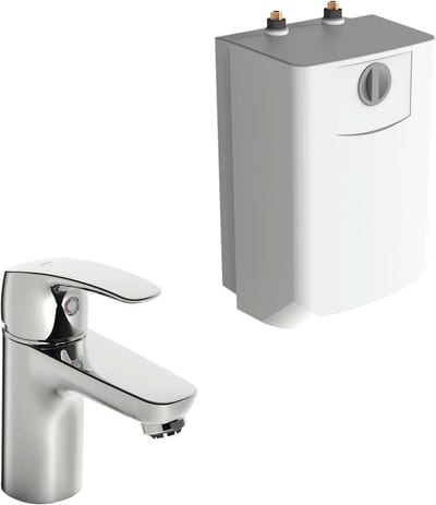 Oras Safira Washbasin faucet with 5 liters tank - 1 handles, 107mm, Chrome-plated, Polished, Low, without pop-up waste, No