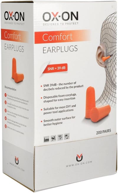 OX-ON Comfort 200 Earplugs - 39DB, PU foam, orange, 1PAR
