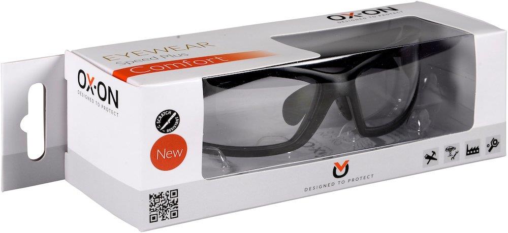 OX-ON Speed Plus Comfort Safety Glasses - clear lens, scratch-resistant, anti-fog