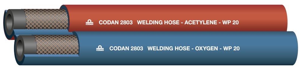 Oxygen/acetylene Twin Hose EPDM, SBR/EPDM - 1/4 - 5/16", 6.3mm, 80°C, 20bar, 8mm