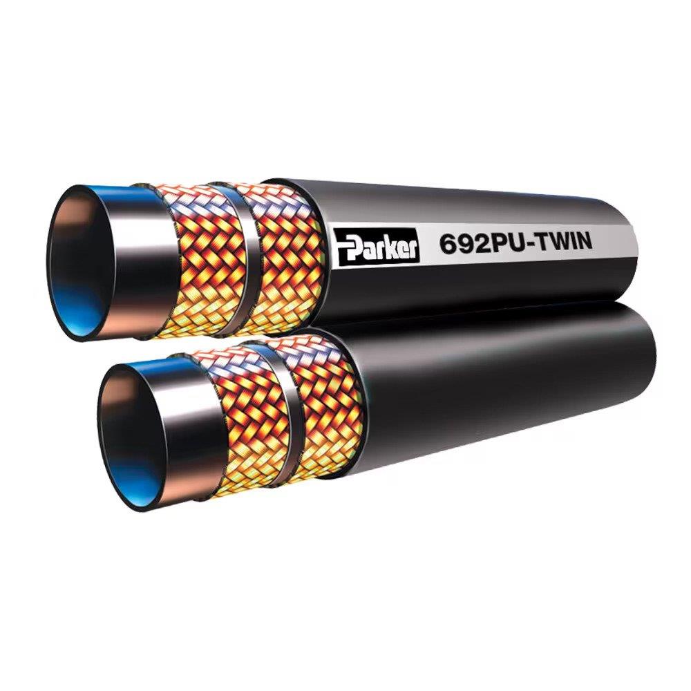 Parker 692PU Hydraulic hose Twin 1-layer synthetic rubber/steel - 6mm, 1/4", 210bar, 46