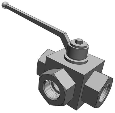 Parker KH3 Ball Valve 3-Way L-bore steel chromated 3× SOCKET BSPP - 1/4"