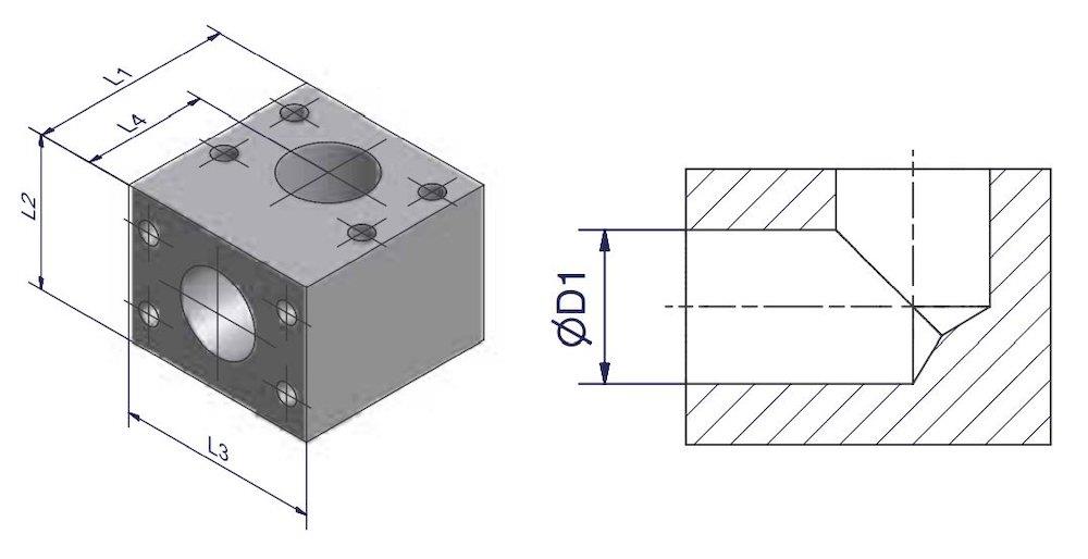 Parker LB332CFX L Block steel chromated - 2", 3000psi