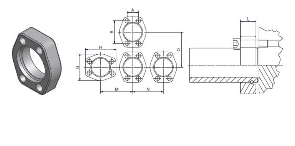 Parker R-624-CFX Flange Holder steel chromated - 1 1/2", 6000psi