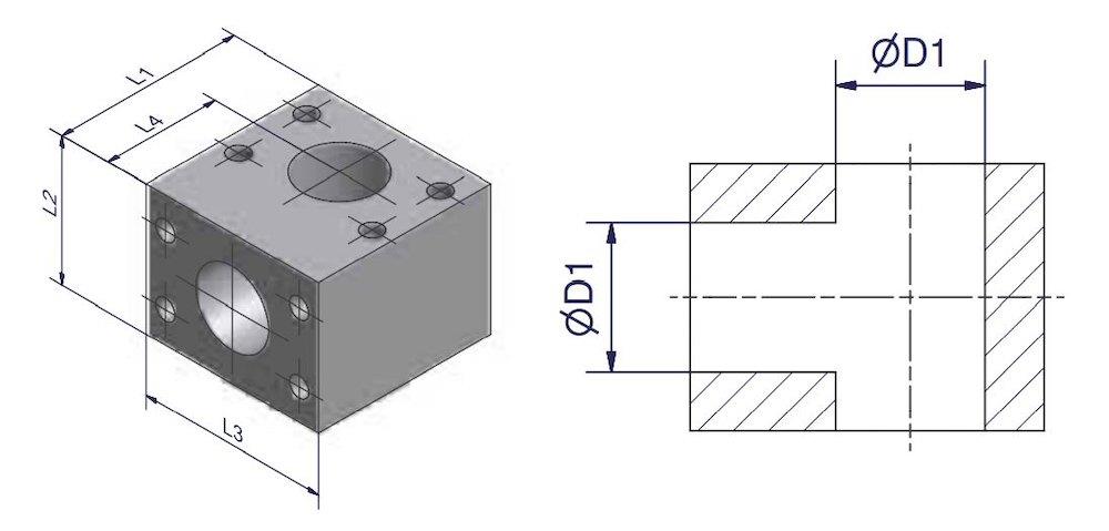 Parker TB332CFX T-block steel chromated - 2", 3000psi