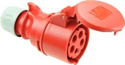 PCE Shark CEE Extension Connector - 5P, 32A, 380V, H6, red