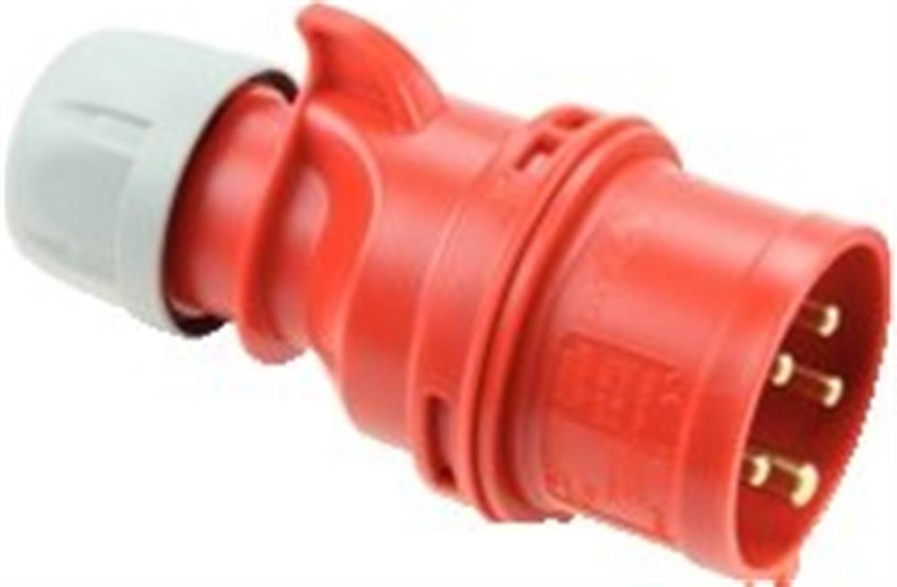 PCE Shark CEE Plug - 5P, 32A, 380V, H6, red