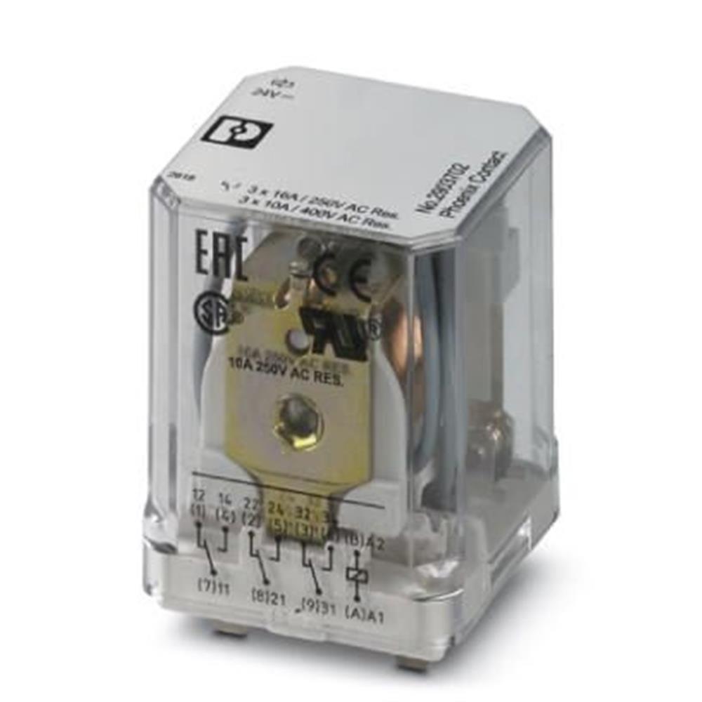Phoenix REL-PR3-24DC-3X21 Plug-in Relay - REL-PR3, 24 DCV, 16A, 3CO