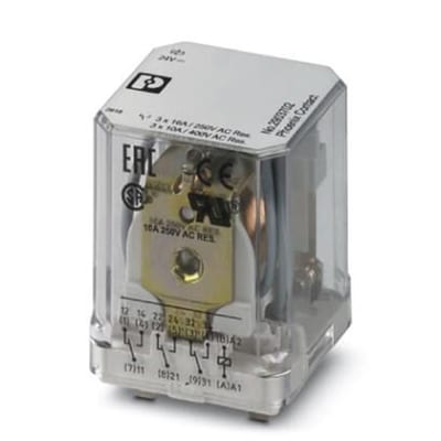 Phoenix REL-PR3-24DC-3X21 Plug-in Relay - REL-PR3, 24 DCV, 16A, 3CO