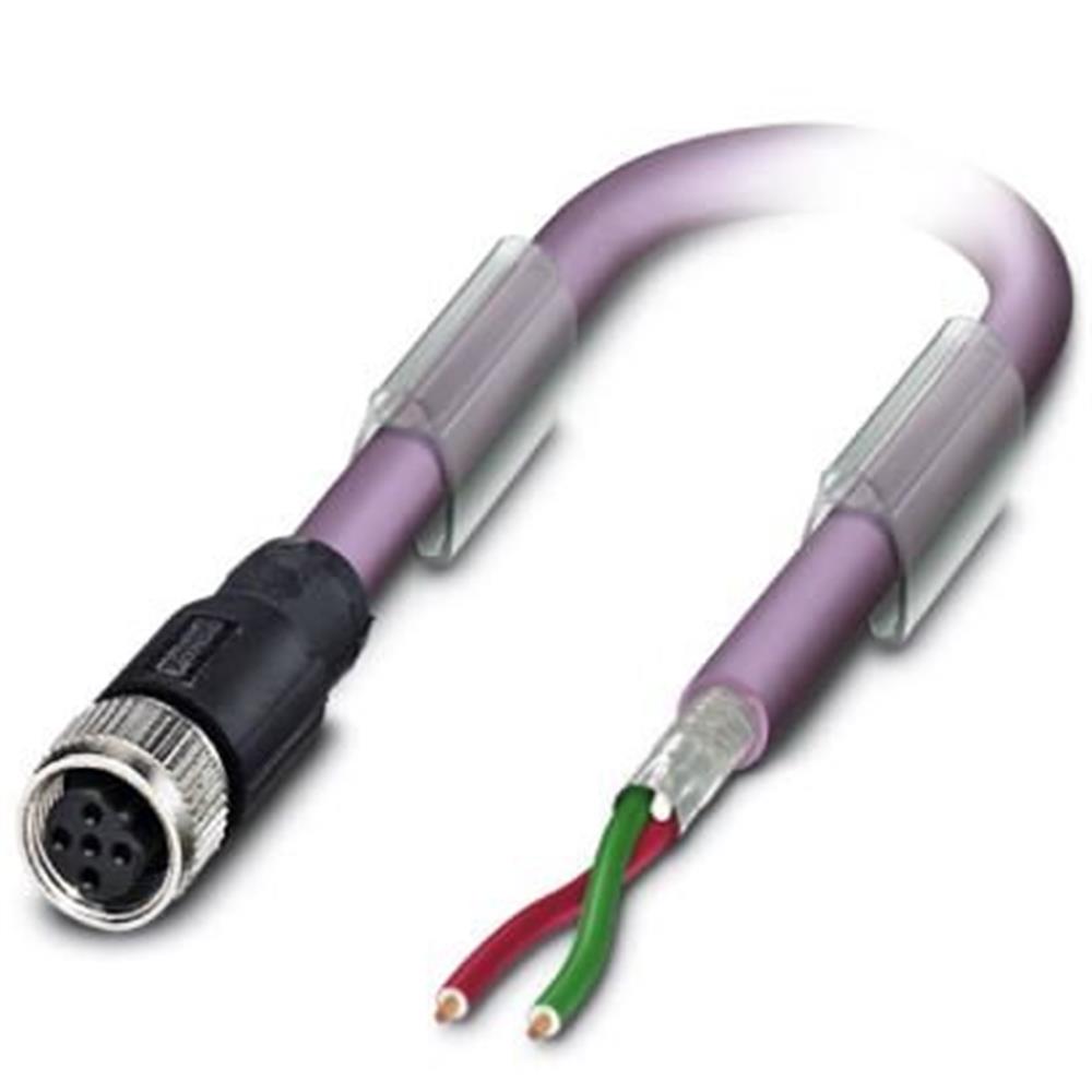 Phoenix SAC-2P-5,0-910-M12-FSB Bus System Cable halogen-free, shielded - 2P, M12, Female straight, 5M, PUR-cable, Violet