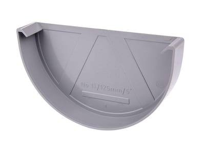 Plastmo End bottom 1/2 round plastic - grey, 11"