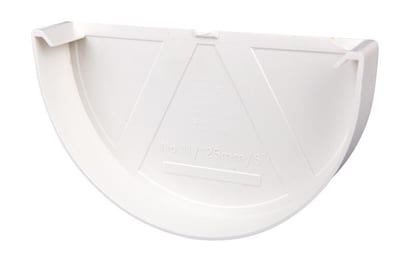 Plastmo End bottom 1/2 round plastic - white, 11"