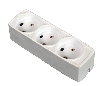 Plug Socket White 3 Round Outlets without Earth Connection