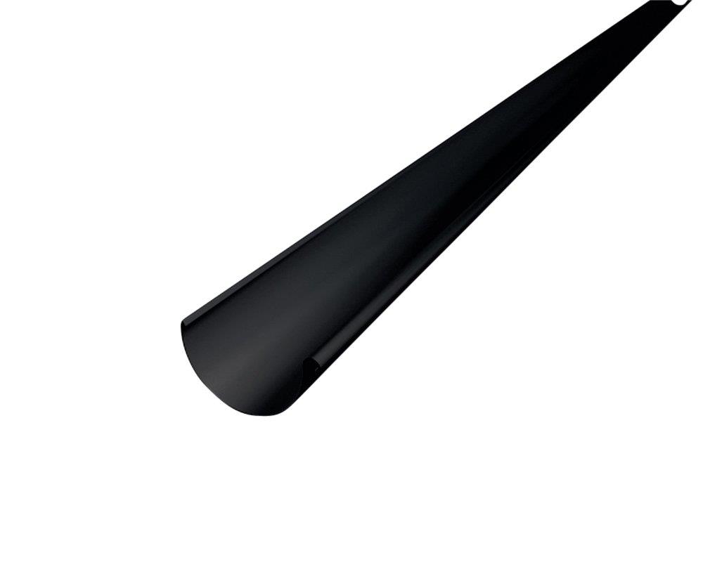 Prefa Gutter 03 black 1/2 round aluminium - 280mm, 11", 3000mm, P 10 nupret, 0,7mm