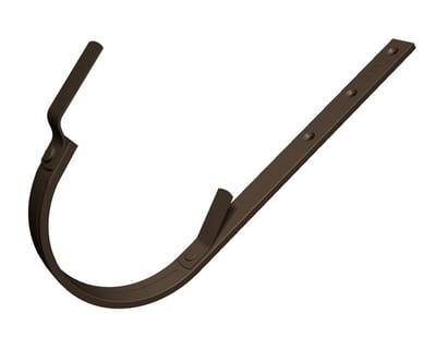 Prefa Gutter Bracket 01 brown aluminium 1/2 round long - 280mm, 11", P 10 nupret, 6mm, 28mm