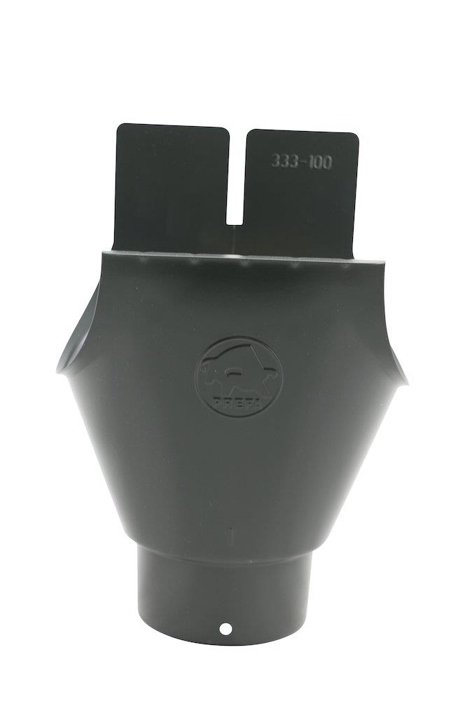 Prefa Spout Piece 03 black aluminium 1/2 round - 280mm, 11", P 10 nupret, 80mm