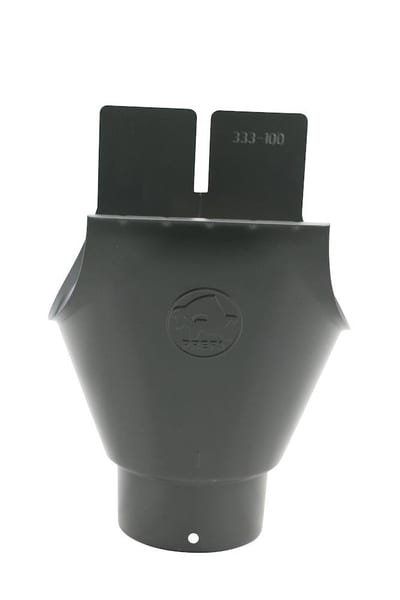 Prefa Spout Piece 03 black aluminium 1/2 round - 280mm, 11", P 10 nupret, 80mm