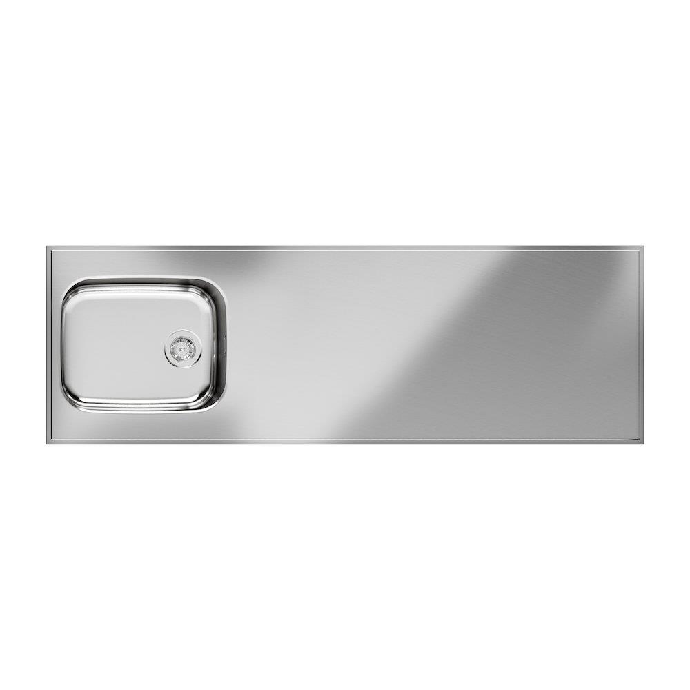 Purus Basic F Tabletop with sink stainless steel - 1800mm, 600mm