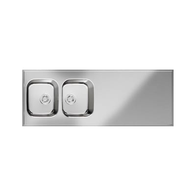 Purus Basic H Tabletop with double sink stainless steel - 1620mm, 600mm