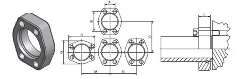 R-632-CFX Flange Holder hydraulic steel chromated - 2", 2", 6000psi