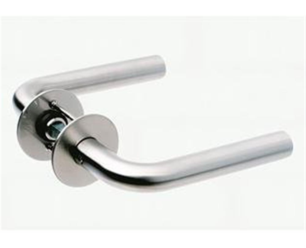 Randi-Line L-form Door Handle with rosettes - stainless steel, 30mm