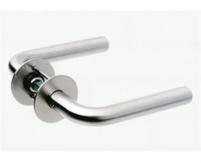 Randi-Line L-form Door Handle with rosettes - stainless steel, 30mm