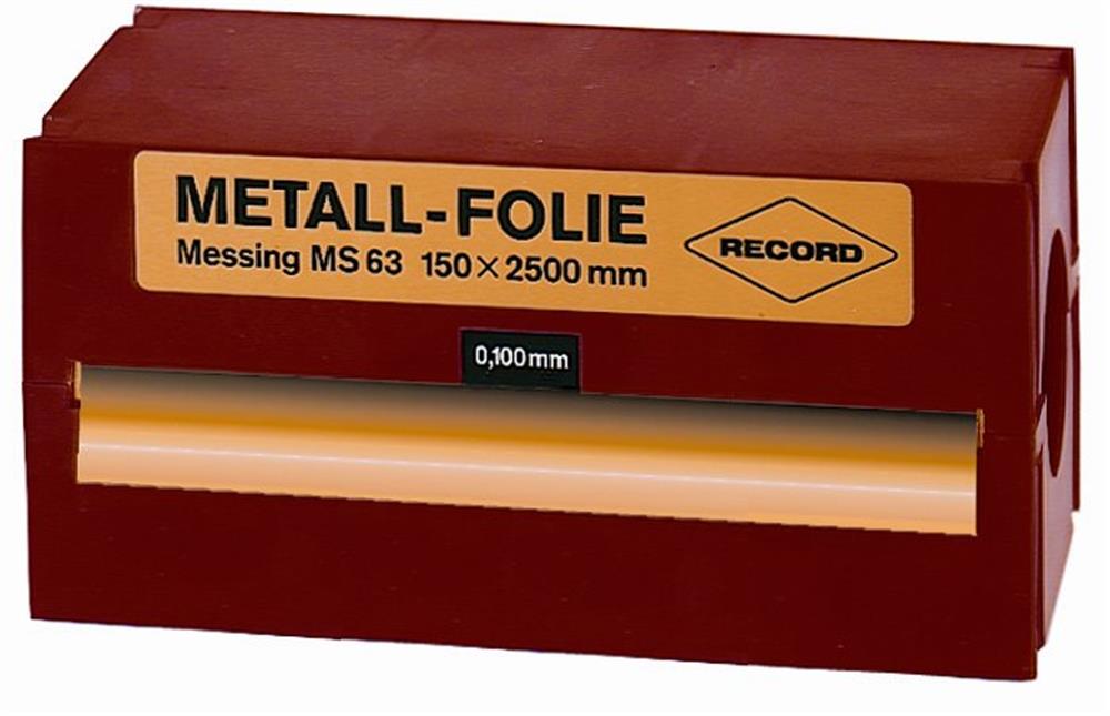 Record Precision Foil in plastic box brass MS 63 - 150mm, 0,1mm, 2500mm