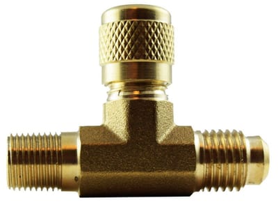 Refco A-31452 T-Piece with flare - 1/4" flare external.", 1/4" flare external, 1/8" NPT external."