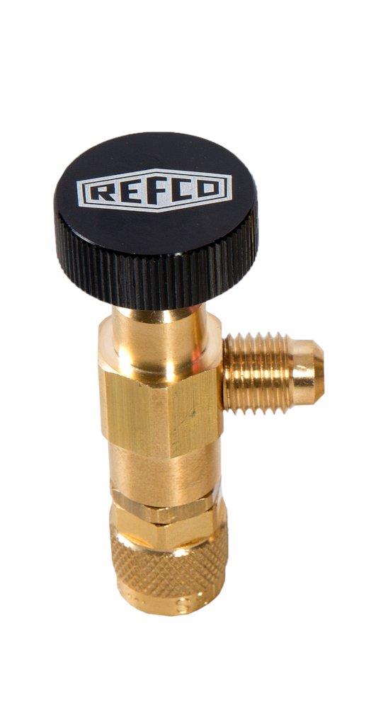 Refco Service valve with handle - 1/4" flare, 1/4" flare, R134A, R290, R404A, R407C, R449A, R513A, A-38010
