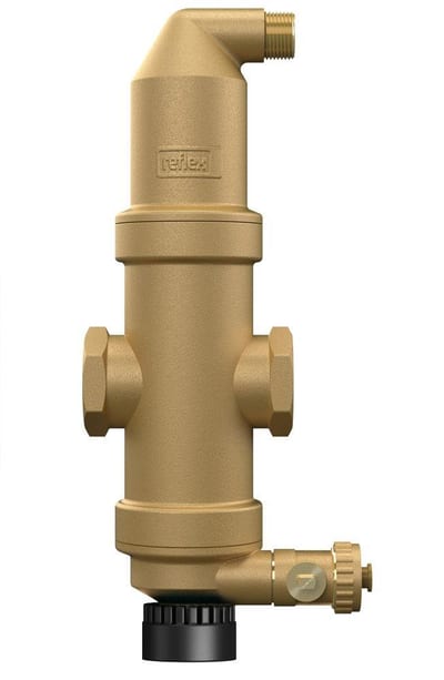 Reflex Extwin TW Air/Dirt Separator vertical with clip-on magnet brass - 1.25M³/h, 22 mm, 10bar, 110°C