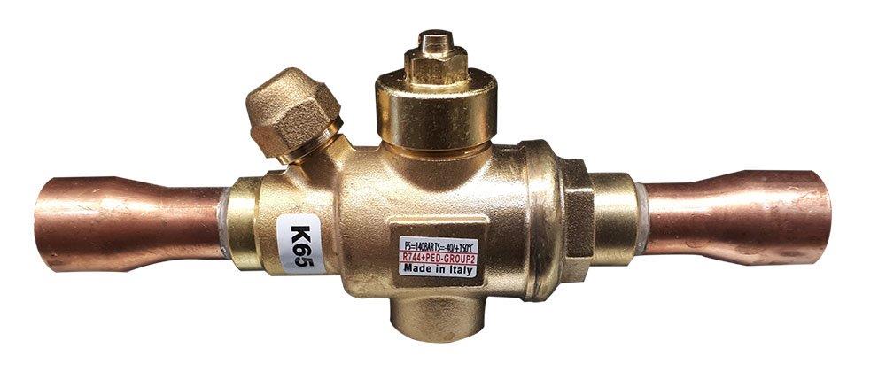 Refrigera K65 Ball Valve with slanted service port - 3/4" solder, 14.3M³/h, 140bar, -40-150°C, R744