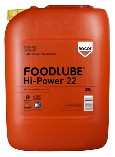 ROCOL Foodlube Hi Power 22 Hydraulic Oil can - 22kg, NSF-H1