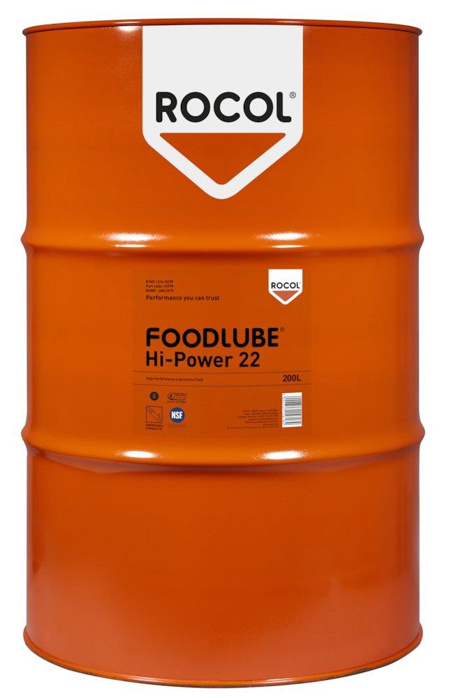 ROCOL Foodlube Hi-Power 22 Lubricant fully synthetic drum - 200L, NSF-H1