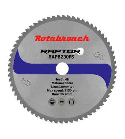 Rotabroach Raptor RAPB230FS Circular Saw Blade - 230mm, 25.4mm, 48PCS, 2mm, steel
