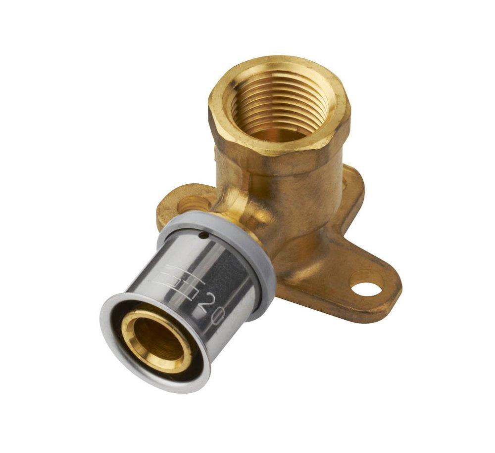 Roth PressCheck Angle Elbow with wall bracket - 20mm, 3/4", coupling, 90°, coupling