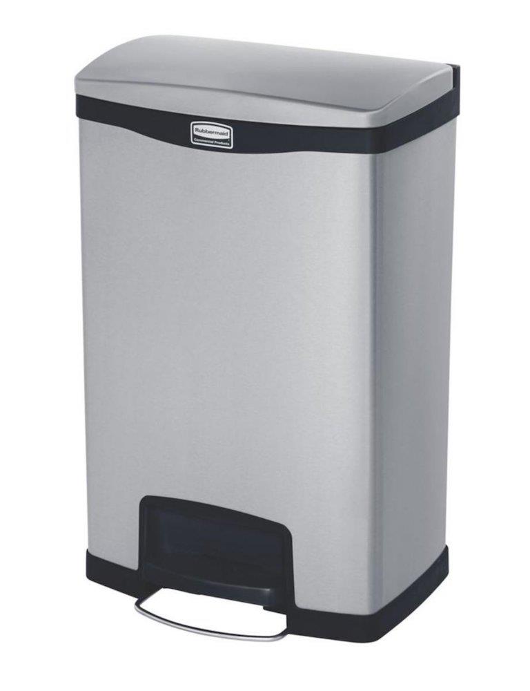Rubbermaid Slim Jim Waste Container stainless steel with pedal - 50L, Stainless steel/plastic