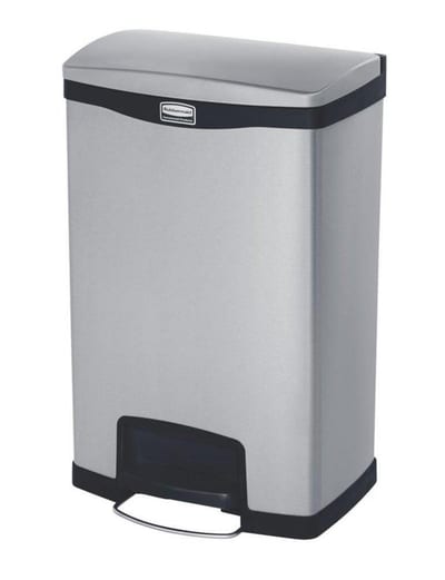 Rubbermaid Slim Jim Waste Container stainless steel with pedal - 50L, Stainless steel/plastic