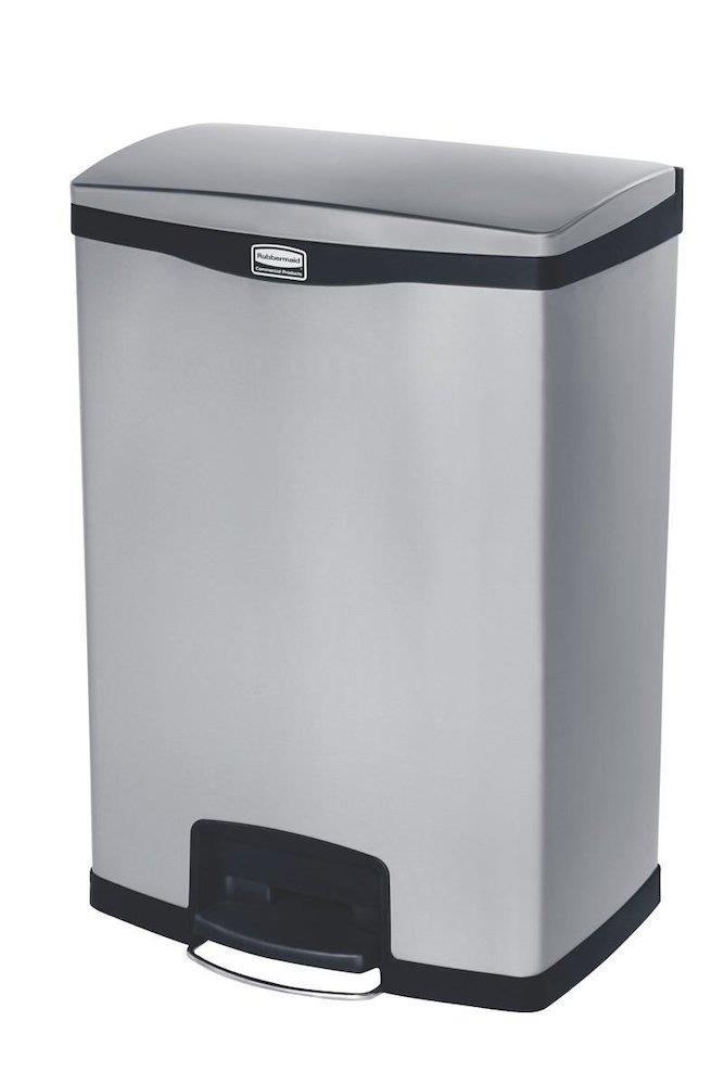 Rubbermaid Slim Jim Waste Container stainless steel with pedal - 90L, Stainless steel/plastic