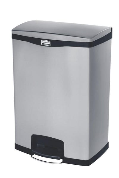 Rubbermaid Slim Jim Waste Container stainless steel with pedal - 90L, Stainless steel/plastic