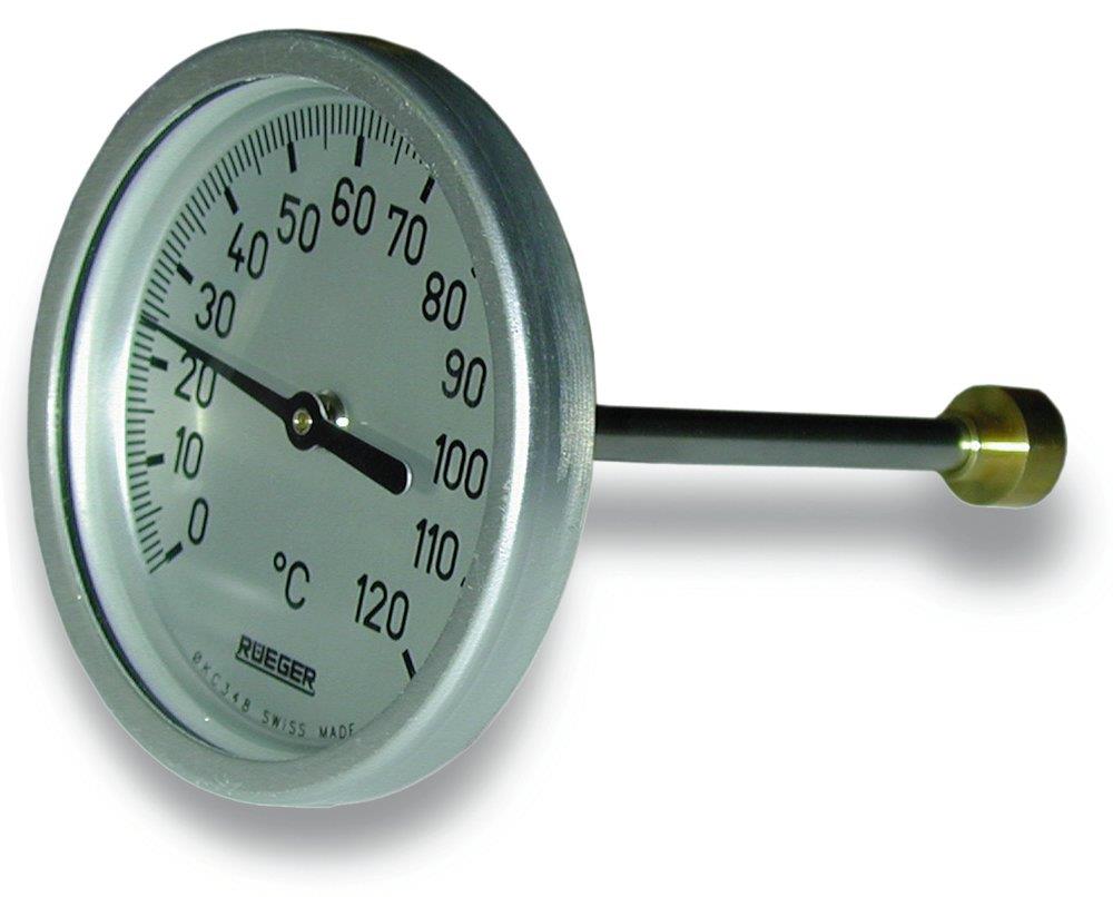 Rüeger Dial Thermometer with sensor - 65mm, 0-120°C, 100mm