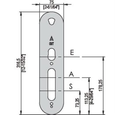SALTO Backplate set of 2PCS 75mm COPLE075IM - 316.5mm, 75mm